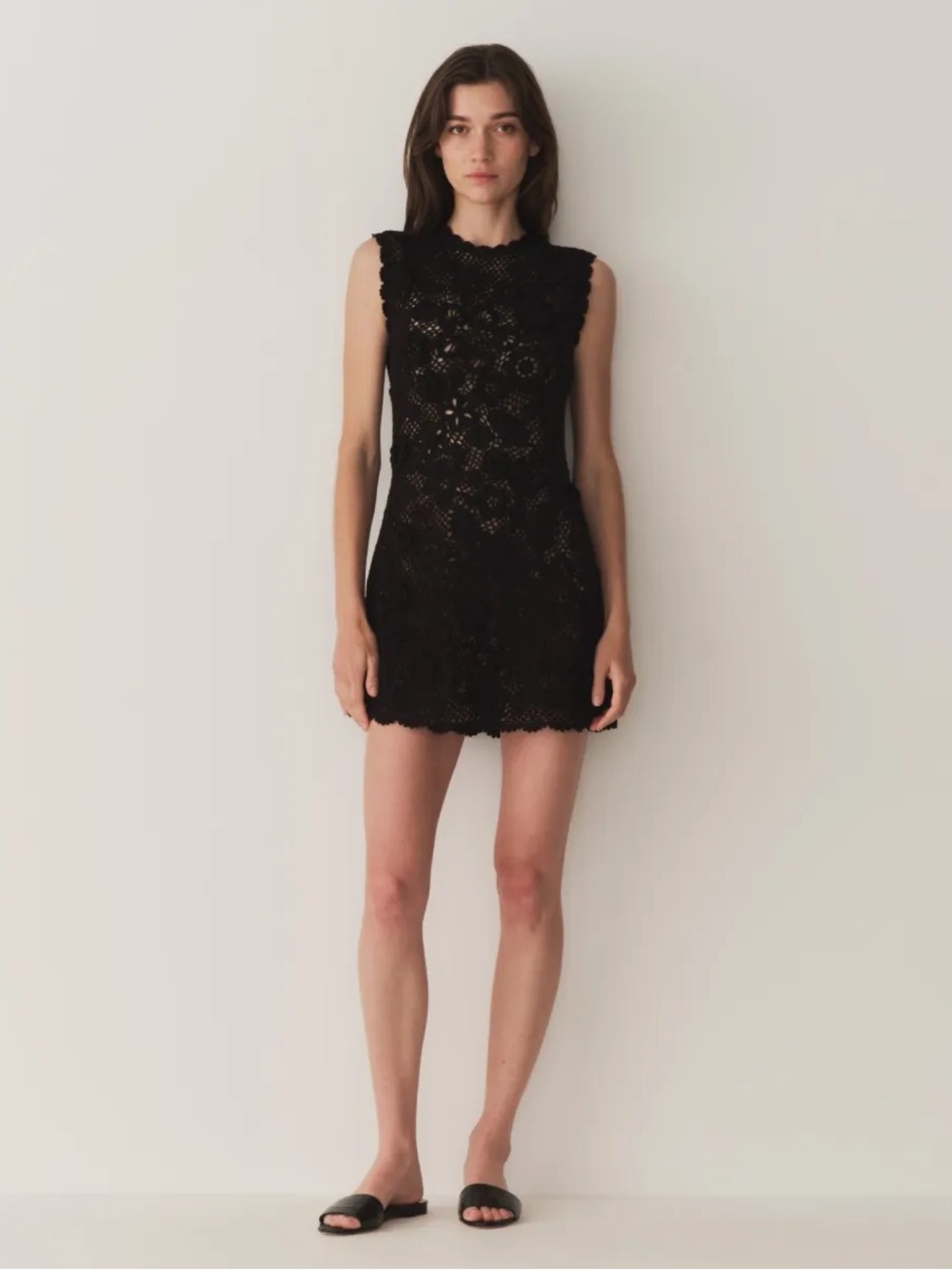 Doen Black Annalisa Crochet Mini Dress